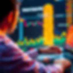 A person trading tokenized stocks on a digital platform, with charts and returns displayed on the screen.