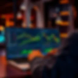 A person analyzing multiple charts on a laptop screen with TradingView Premium interface showing various indicators and real-time market data.