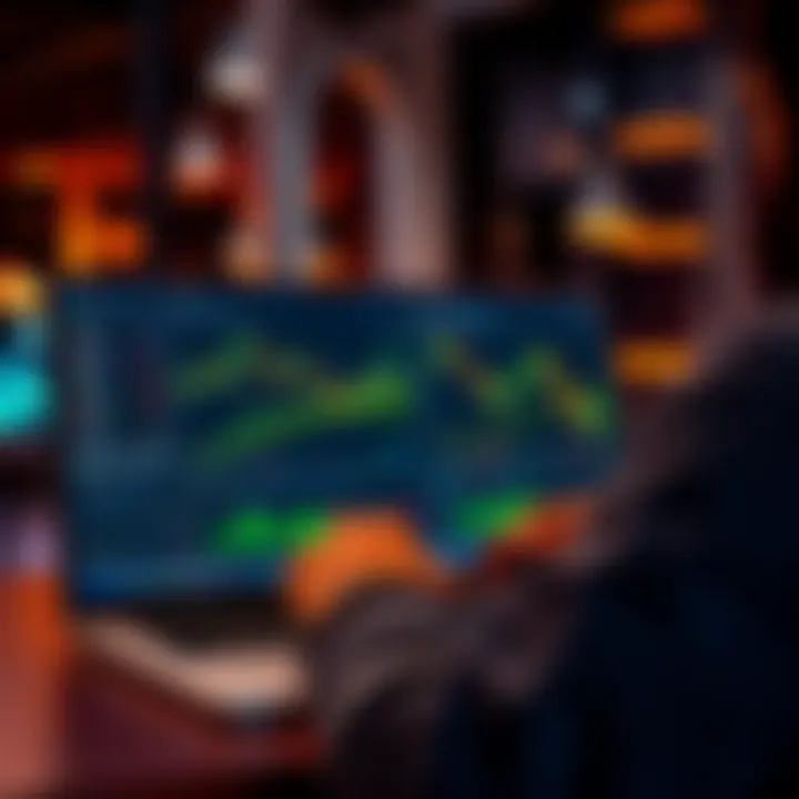 A person analyzing multiple charts on a laptop screen with TradingView Premium interface showing various indicators and real-time market data.