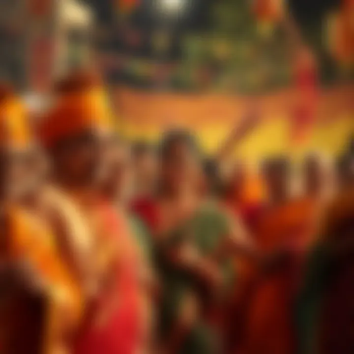 A group of people dressed in traditional attire celebrating a cultural festival with joy and unity.