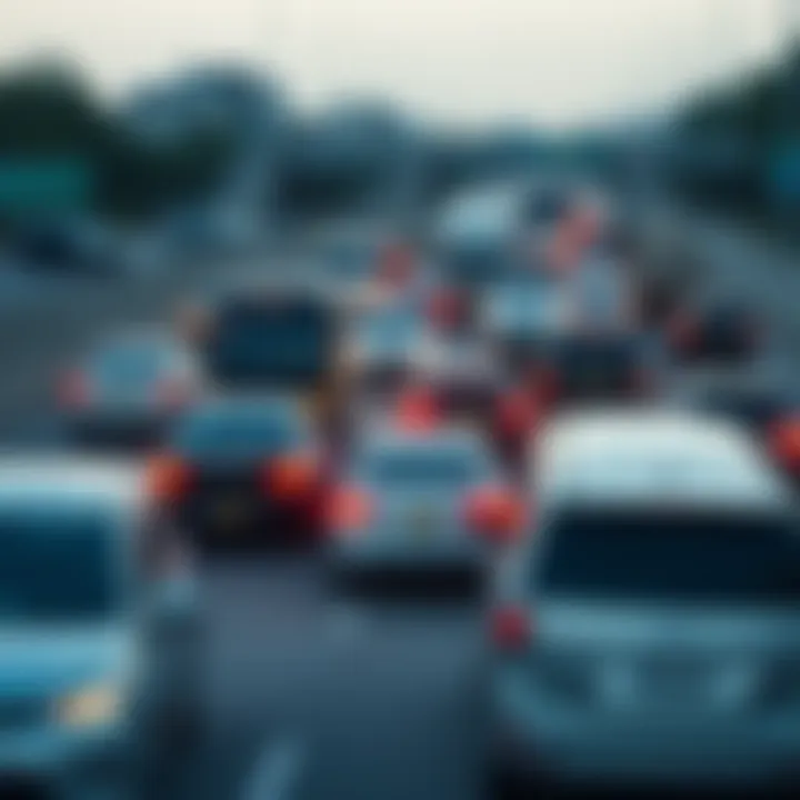 Traffic Jam Caused by Delays A congested highway with cars stuck in traffic, illustrating potential delays affecting travel.