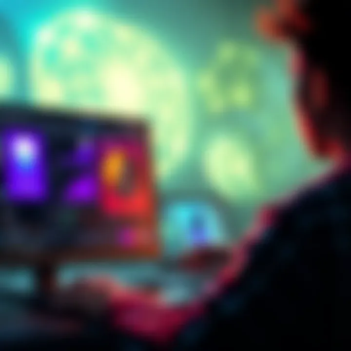 A person looking at a computer screen showing a digital wallet and crypto networks, representing the transfer of Moons between Ethereum networks.