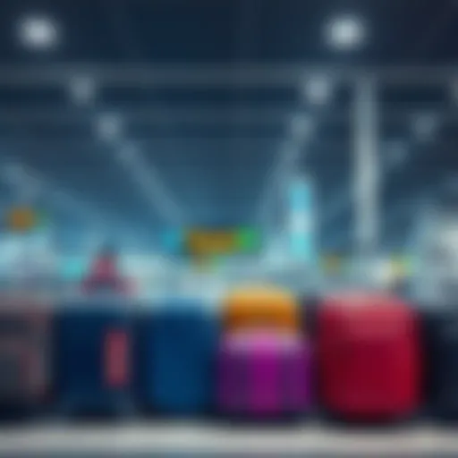 A collection of travel bags lined up at an airport, symbolizing readiness for journeys in 2025.