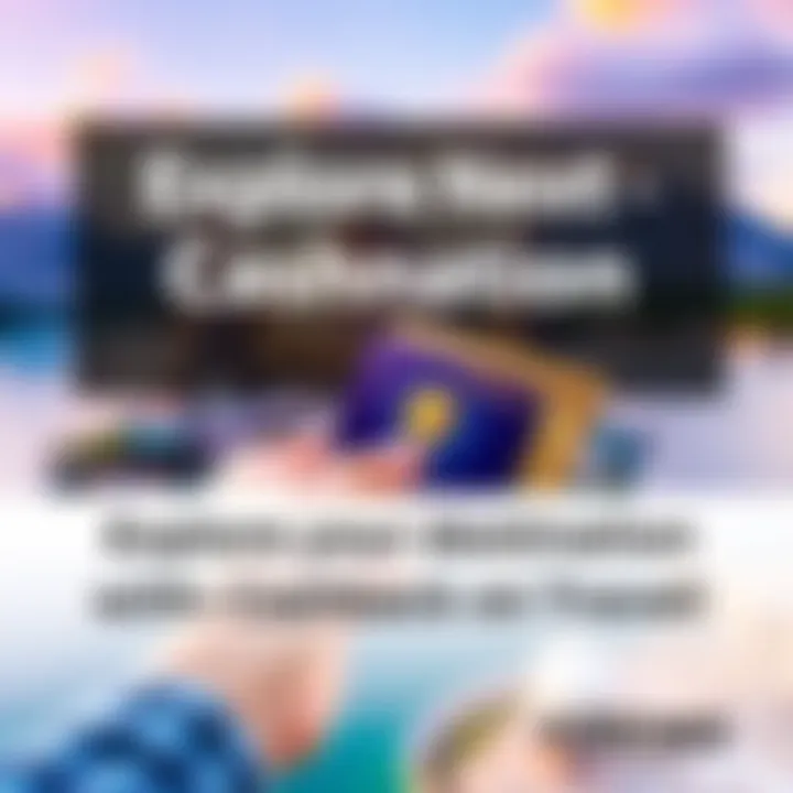 Person holding a travel card with a scenic background and cash rewards symbol