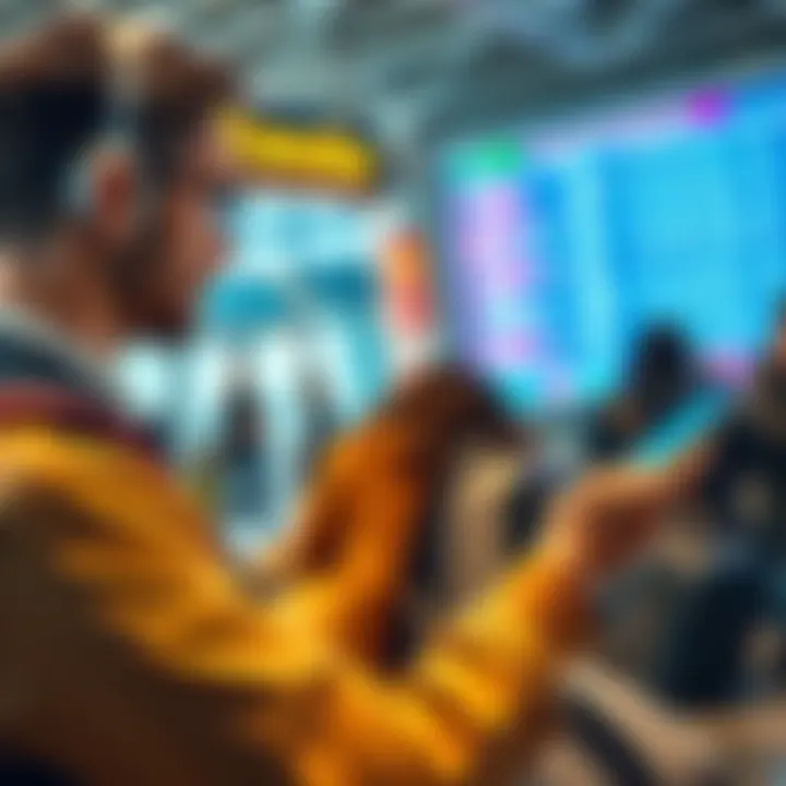 Traveler making a bank transfer A person at an airport using a smartphone to send money, looking concerned about a recent transfer mistake. A digital display shows travel information in the background.
