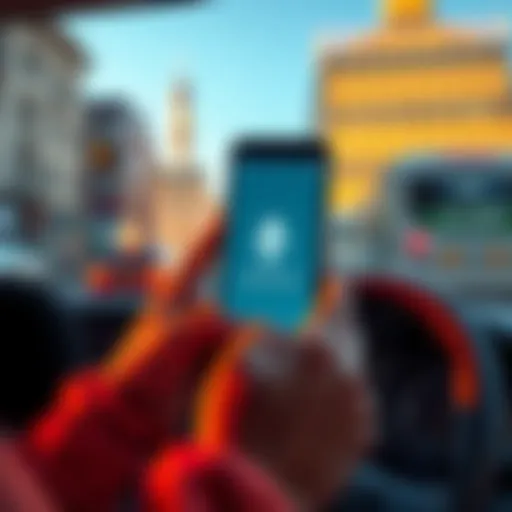 Traveling with Cryptocurrency A traveler using a smartphone to book an Uber ride with Ethereum after card issues abroad.