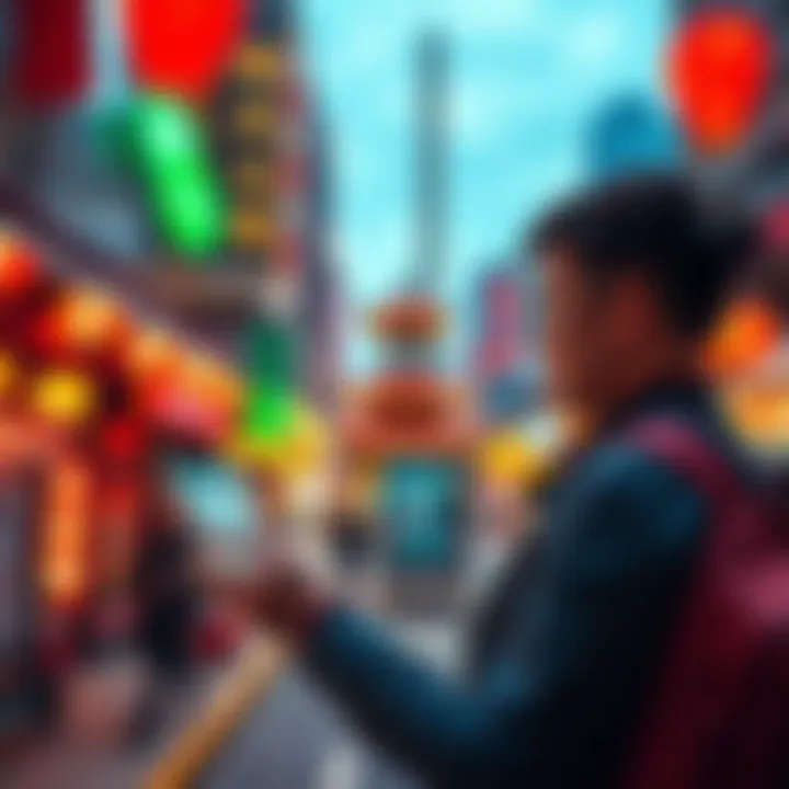 A traveler using a smartphone to access Alipay and WeChat during a trip to China, considering security settings for their payment card.