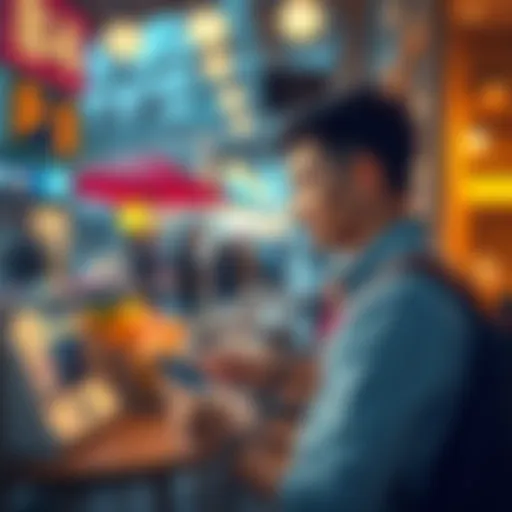 Traveling with BitMart Card A person using the BitMart Card while making a purchase at a cafรฉ during their trip