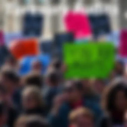 A group of diverse people holding signs demanding transparency in treasury audits at a public rally.