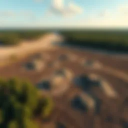 Aerial view of cleared land showing stumps and bare patches where trees once stood in Finland