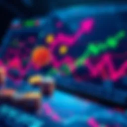 A graphic showing various crypto tokens with arrows indicating market trends, alongside charts and graphs representing trading strategies and community discussions.
