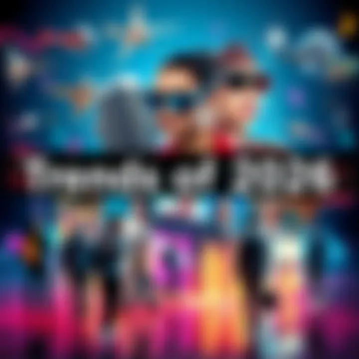 A collage of images representing various trends for 2026, including technology, fashion, and social movements.