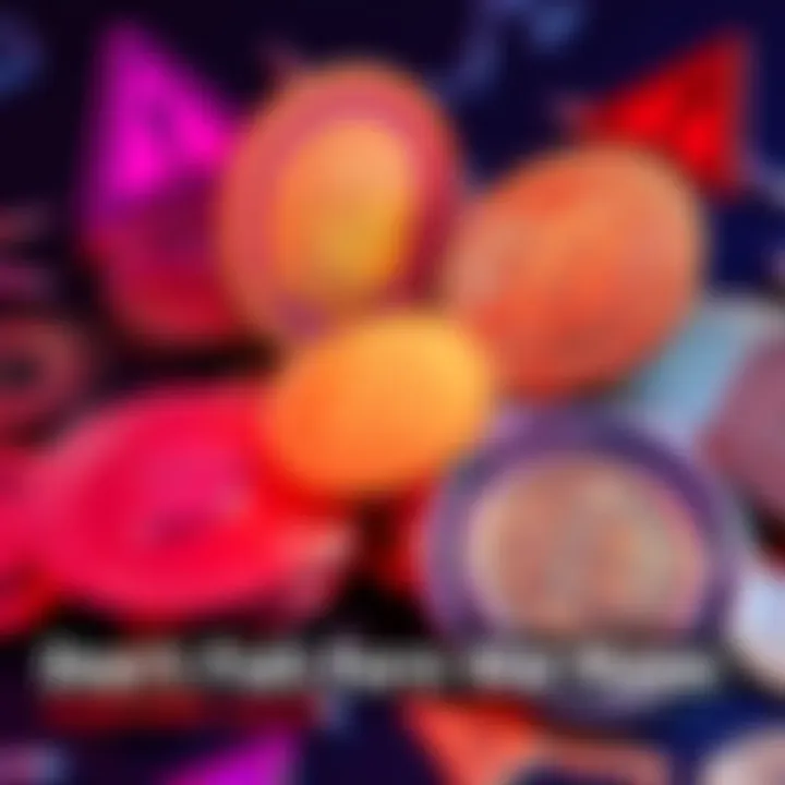 Trendy cryptocurrency coins A visual representation of various meme coins like Doge and Trump coin with warning signs around them