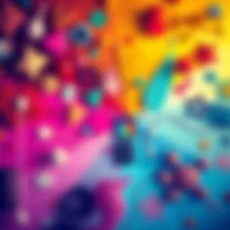 A vibrant collage of various cultural symbols and social trends showcasing colorful styles and excitement.