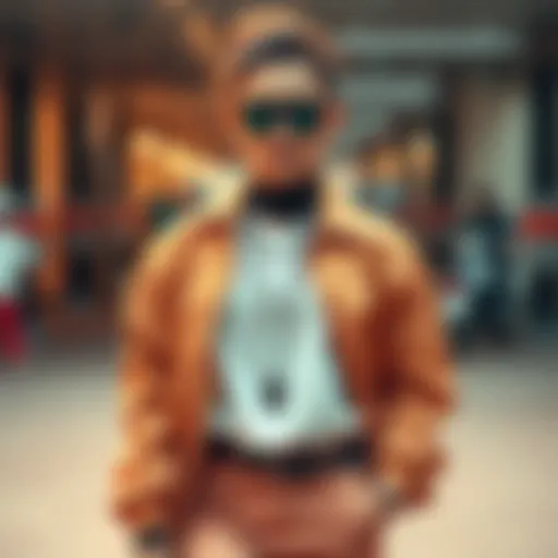 A stylish person wearing a trendy outfit with a mix of casual and chic elements, showcasing the latest fashion trends.