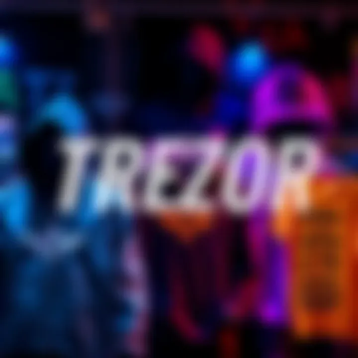 A display of TREZOR hoodies and shirts for fans, showcasing various colors and styles.