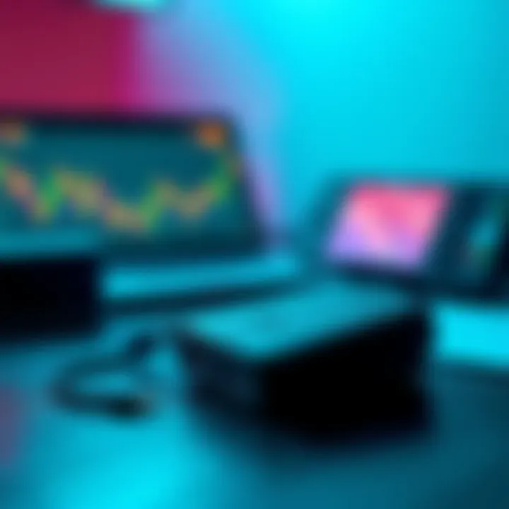 A Trezor hardware wallet displayed on a desk with a laptop and notes in the background