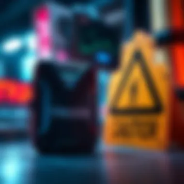 A Trezor hardware wallet displayed next to a caution sign, highlighting security concerns for users