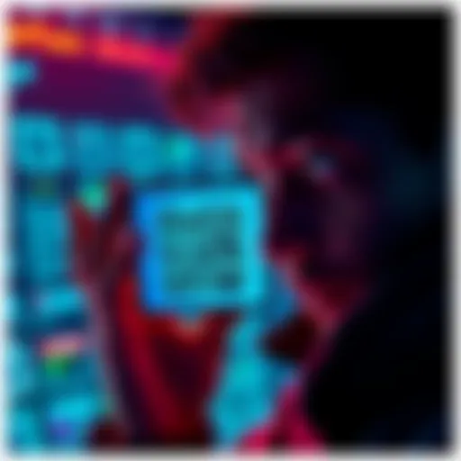 A person looking at a fake QR code claiming to be from Trezor, showing concern about phishing scams.