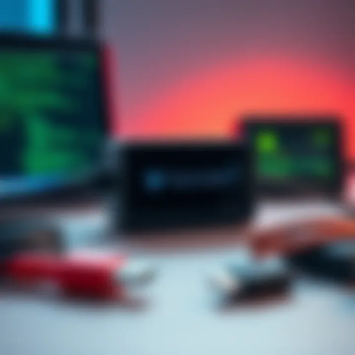 Trezor Safe 7 device with connection issues A Trezor Safe 7 device displayed with a PC and connection cables, showing USB-C and Bluetooth options, highlighting connection problems.