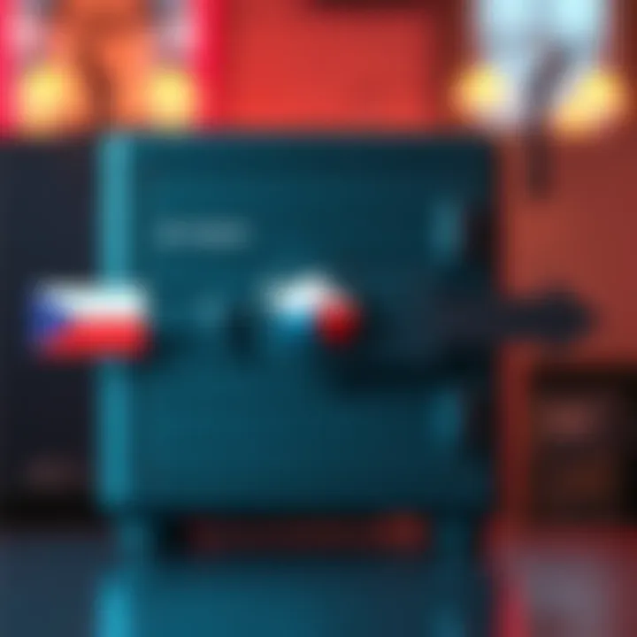 A graphic showing a Trezor Safe with arrows pointing to the Czech Republic and the U.S., symbolizing shipping origins.