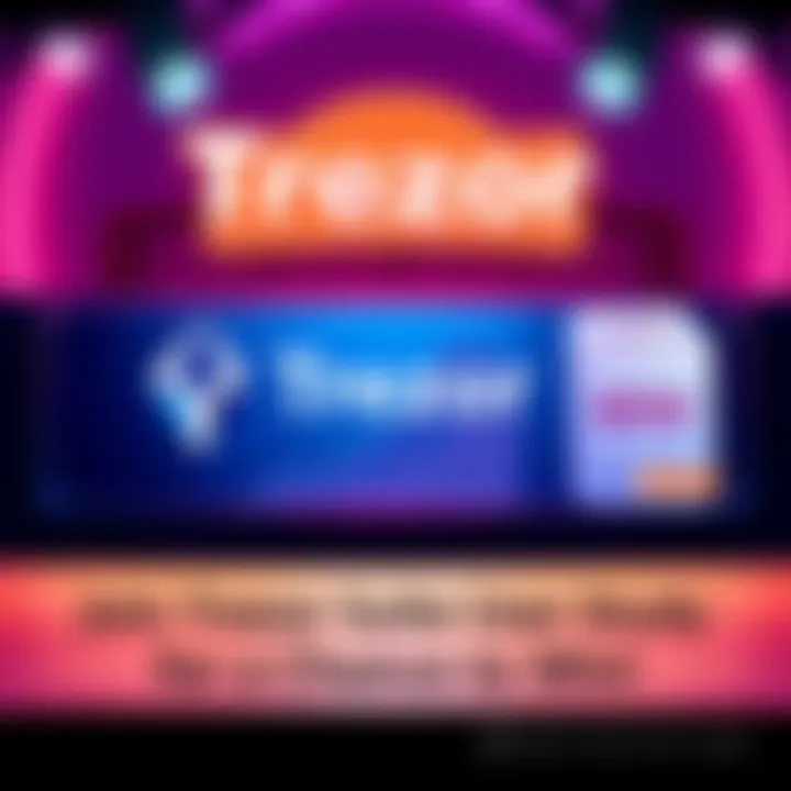 A banner showing Trezor Suite logo, a portfolio graph, and a voucher with 'Win' text.