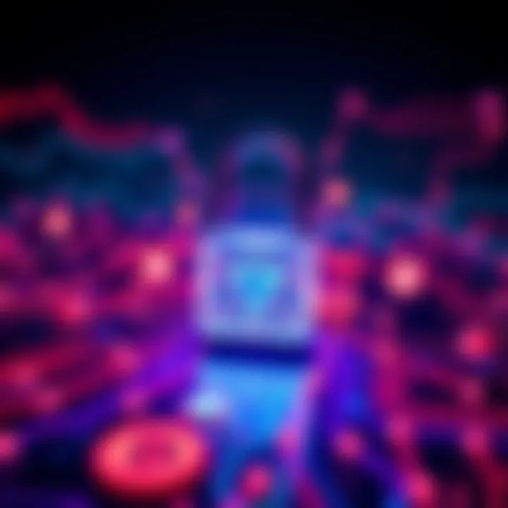 A Trezor wallet illustration with a digital lock and crypto symbols