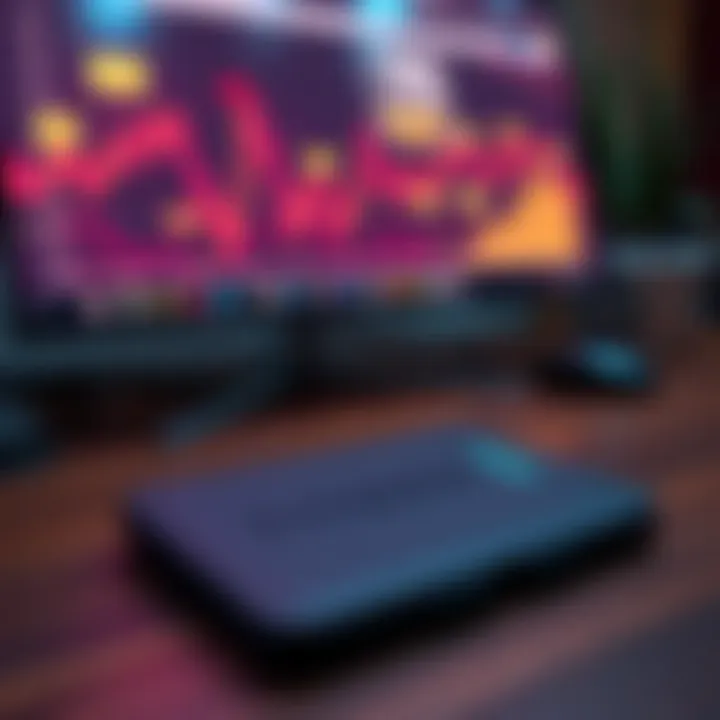 Trezor Wallet on a desk A Trezor wallet placed on a wooden desk, showcasing its sleek design with digital currencies on a screen in the background.