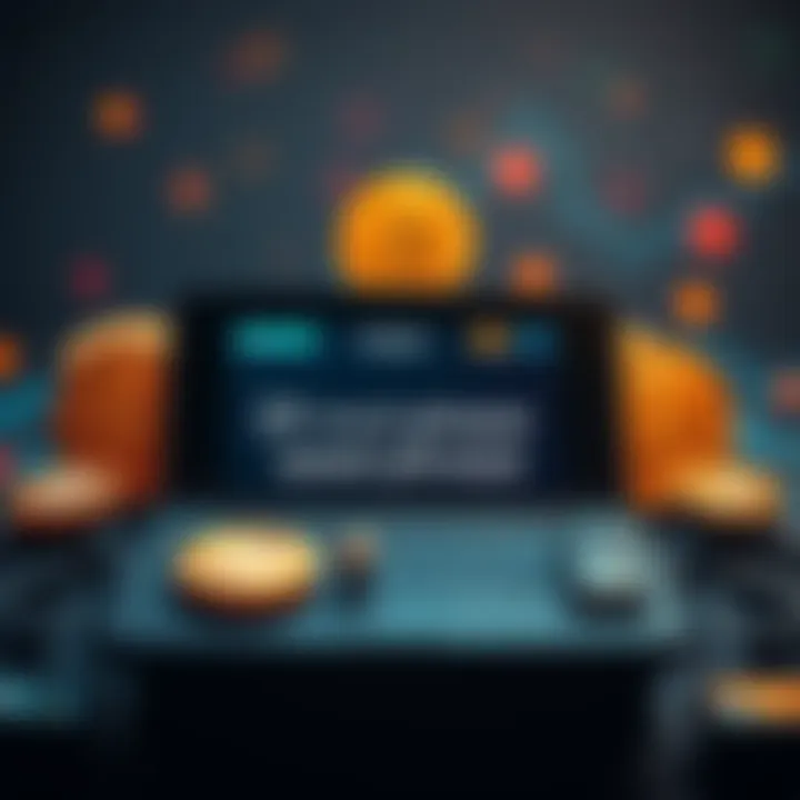 A Trezor wallet displaying a 20 word seed phrase on a screen, with Bitcoin icons around it.