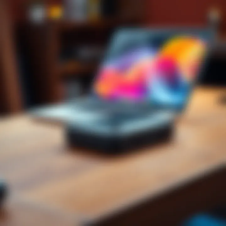 Trezor Wallet on a Table A Trezor wallet device placed on a wooden table with a laptop in the background, symbolizing secure cryptocurrency storage