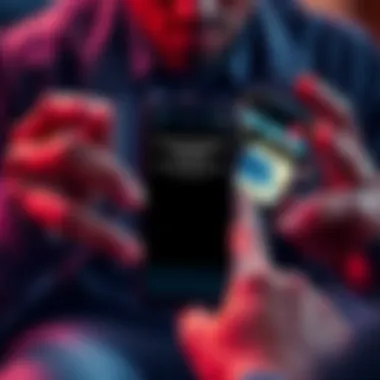 A close-up of a Trezor hardware wallet showing a firmware warning message on the screen, alongside a shocked user's hands holding a smartphone displaying TikTok Shop, with a background hinting at lost...