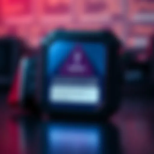 A Trezor cryptocurrency wallet displaying a warning message on the screen, highlighting security concerns.