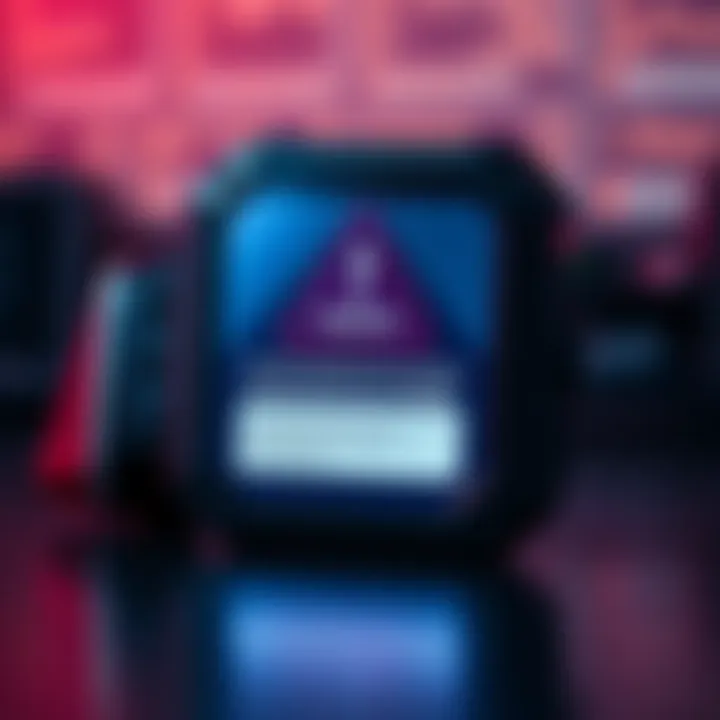Trezor device with warning message A Trezor cryptocurrency wallet displaying a warning message on the screen, highlighting security concerns.