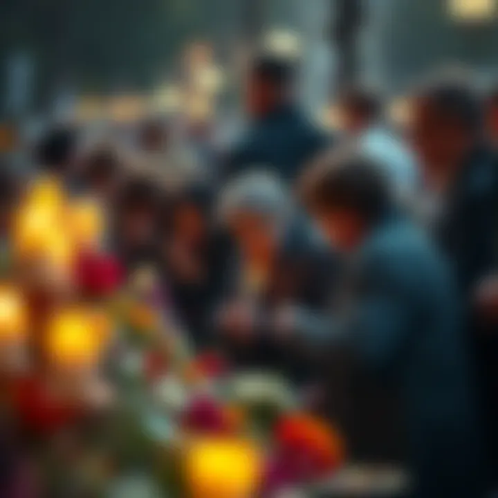 People gathered to remember Harry with flowers and candles