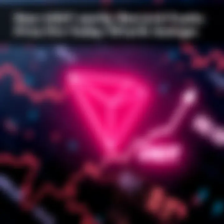 Tron logo with USDT symbol and graphics showing a price increase
