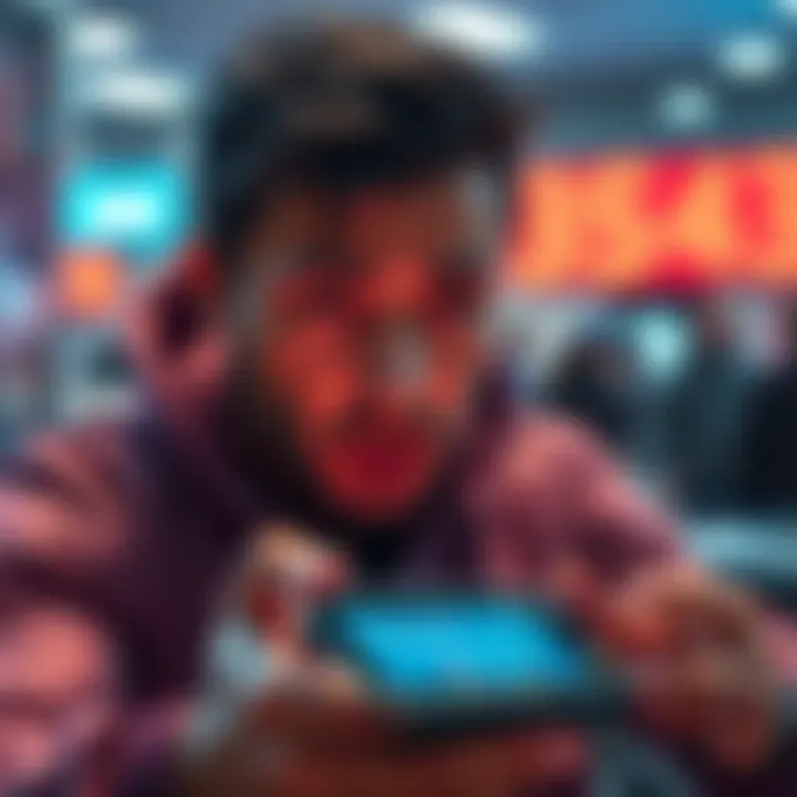 A person examining a Ledger device showing a BNB account error screen while looking concerned