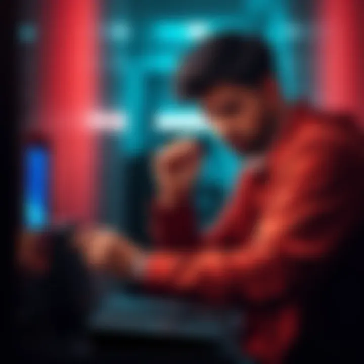 A person power cycling a gateway device while looking concerned about connectivity problems.