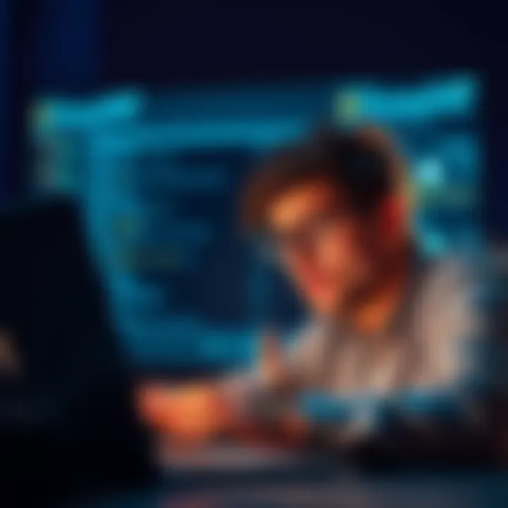 A person looking frustrated while using a laptop, trying to resolve RVN-related problems with error messages on the screen.