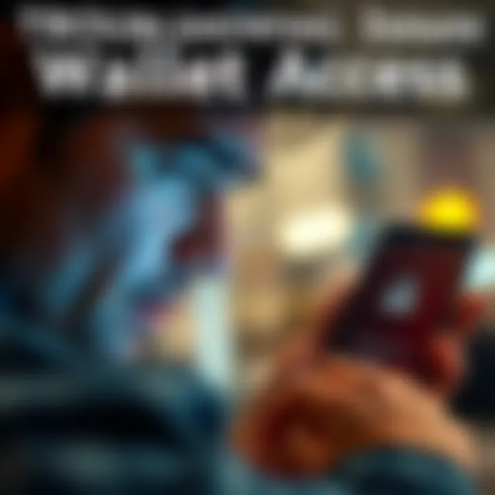 Troubleshooting Wallet Access A person looking at a smartphone with a frustrated expression while trying to log into a digital wallet, showing fingerprint login error message on screen.