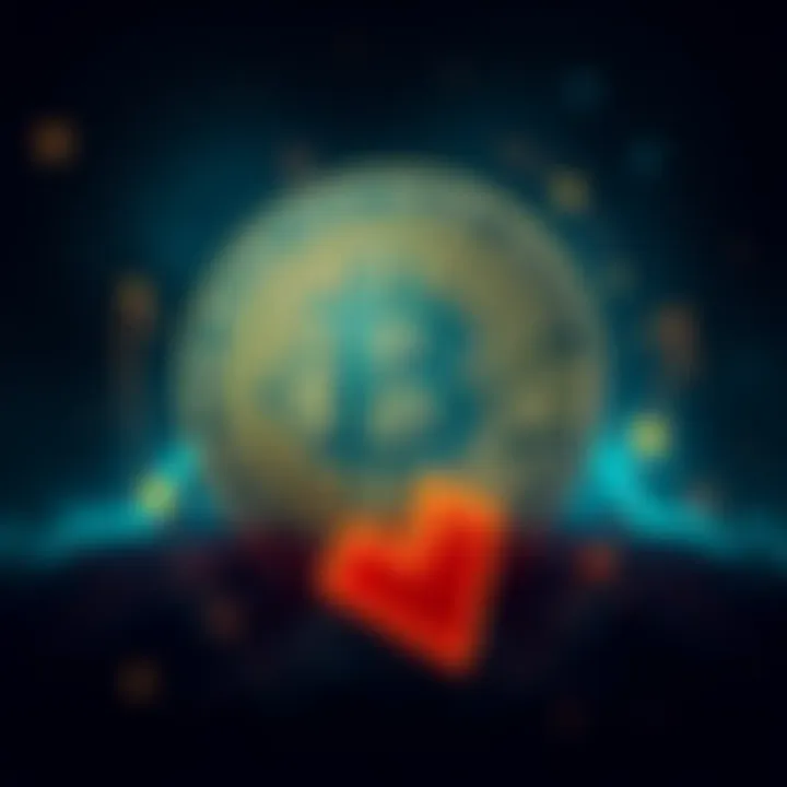 Visual representation of a Bitcoin symbol with a downward arrow, indicating significant financial loss, reflecting the Trump family's investment struggles.