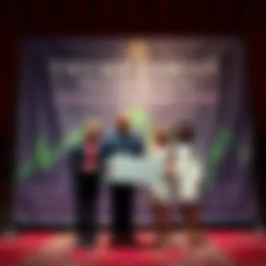 The Trump family standing in front of a banner announcing their private dollar backed by Abu Dhabi funds, with financial imagery in the background.