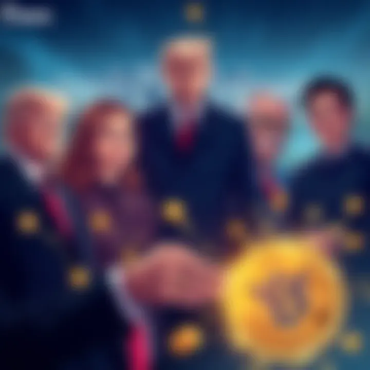 Illustration showing connections between Trump, the De Vos family, and cryptocurrency trends