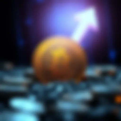 A visual representation of the Trump coin with an upward arrow indicating a 20% increase in value.