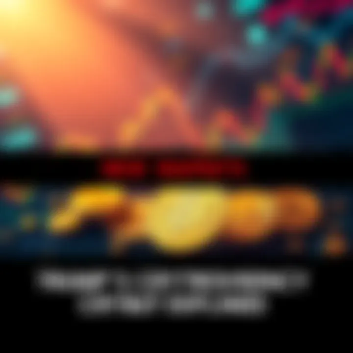 Graphic representation of cryptocurrency symbols and financial graphs