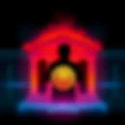 A graphic showing a bank building with a crypto symbol and a silhouette of Donald Trump in the background, representing the approval of a national bank by a Trump-associated crypto firm.