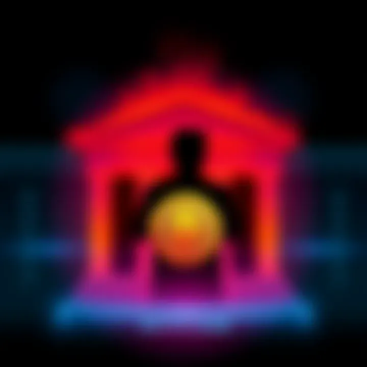 A graphic showing a bank building with a crypto symbol and a silhouette of Donald Trump in the background, representing the approval of a national bank by a Trump-associated crypto firm.