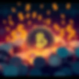 An illustration showing the Trump family logo with a backdrop of cryptocurrency symbols and dollar signs, indicating financial activity and scrutiny.