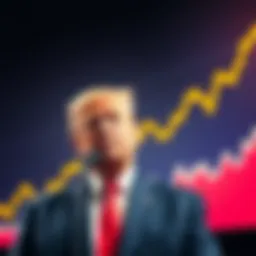 Former President Trump standing in front of a graph showing rising crypto profits, indicating his $800 million earnings from token sales in 2025