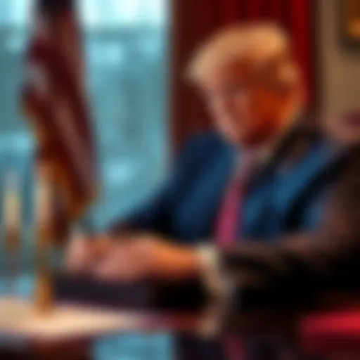 Former President Trump signing an executive order that opens 401(k) investments to cryptocurrency, with a focus on Hedera.