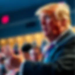 Former President Trump confidently addressing supporters about protecting cryptocurrency from regulatory challenges posed by Gary Gensler.